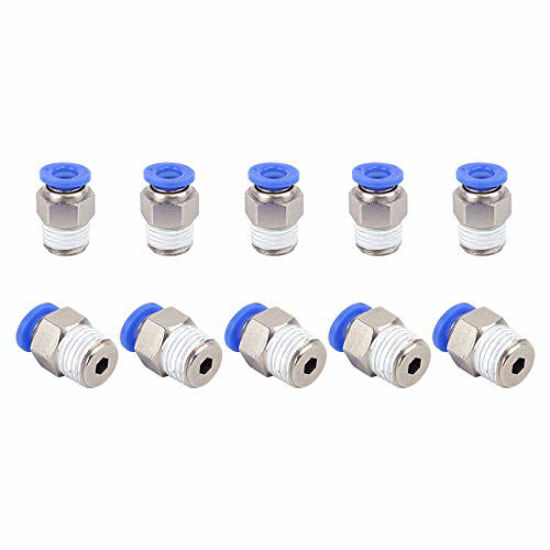 Picture of SNS SPC1/4-02NPTBE 1/4"Tube OD x 1/4 NPT Male Straight Nickel Plated Brass Push to Connect Pneumatic Fittings10 PCS