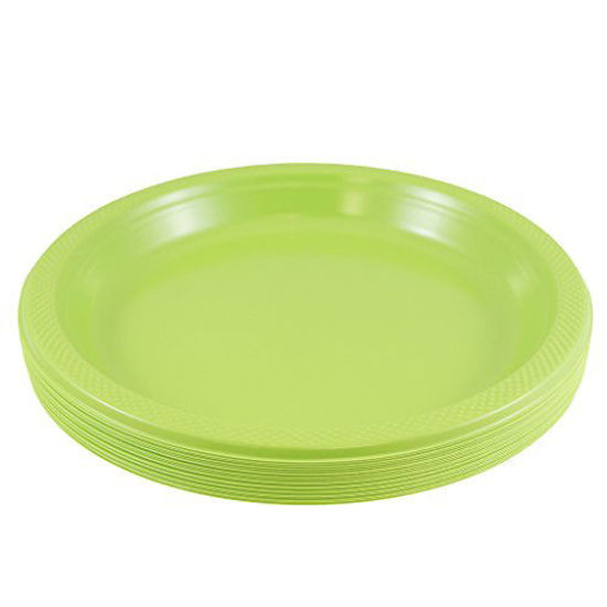 Picture of JAM PAPER Round Plastic Party Plates - Large - 10 1/4 inch - Lime Green - 20/Pack