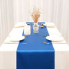 Picture of Navy Blue 12 x 108 inches Long Satin Table Runner Set of 10 for Wedding Banquet Party Decoration Graduations Baby Shower