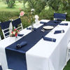 Picture of Navy Blue 12 x 108 inches Long Satin Table Runner Set of 10 for Wedding Banquet Party Decoration Graduations Baby Shower