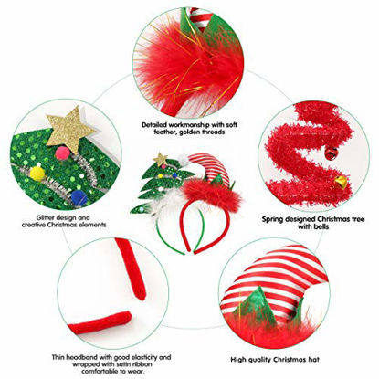 Picture of FRCOLOR 4 Pack Christmas Headbands Elf Hat Christmas Tree Headband Santa Hat Headband Costume Headbands for Adult Children Christmas Holiday Party Favor