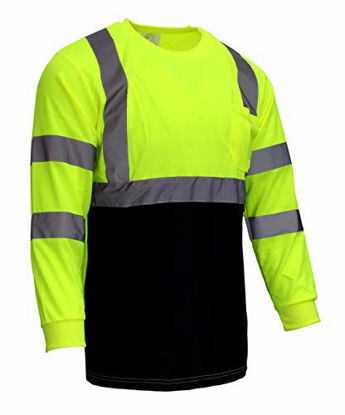 Picture of Troy TSBFL8712 Class 3 High Visible Long Sleeve Black Bottom Safety T Shirts Moisture Wicking Mesh with 2 Inch Replective Tapes (Green, 4XL)