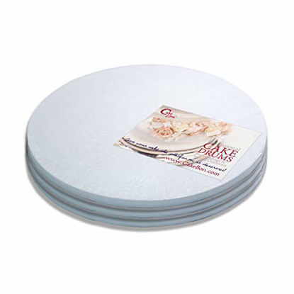 Picture of Cake Drums Round 14 Inches - (White, 3-Pack) - Sturdy 1/2 Inch Thick - Professional Smooth Straight Edges