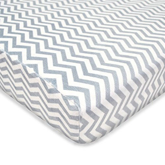 Picture of TL Care Heavenly Soft Chenille Fitted Pack 'n Play Playard Sheet, Gray Zigzag, for Boys and Girls