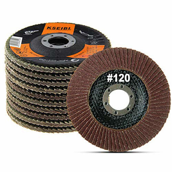 Picture of KSEIBI Aluminum Oxide 4 1/2 Inch Auto Body Flap Disc Sanding Grinding Wheel 10 Pack (120 Grit)