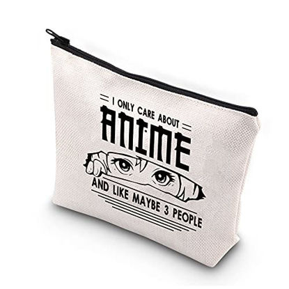 Picture of BDPWSS Anime Lover Gifts For Girls Anime Makeup Bag Anime Lover Gift Japan Anime Fans Gift i Only Care About Anime And Like Maybe 3 People Anime Makeup Pouch (Care about anime)