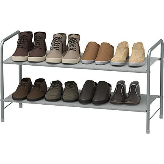 Picture of Simple Houseware 2-Tier Shoe Rack Storage Organizer, Grey