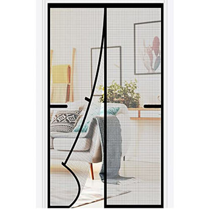 Picture of Magnetic Screen Door 36x80 inch Heavy Duty Magnetic Curtain Door Reinforced Fiberglass Mesh Curtain Door Full Frame, Hands Free, Pets Friendly