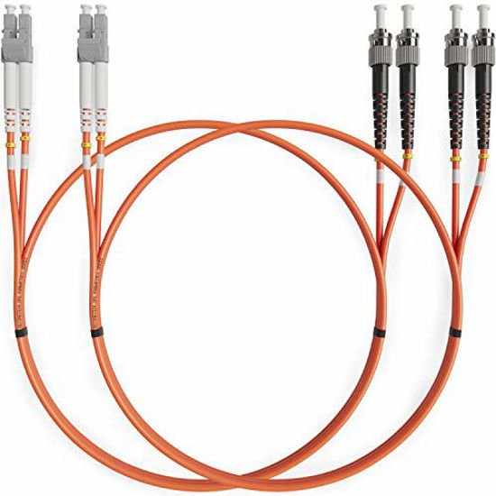 Picture of LC to ST Fiber Patch Cable Multimode Duplex - 1m (3.28ft) - 62.5/125um OM1 LSZH (2 Pack) - Beyondtech PureOptics Cable Series