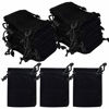 Picture of Nydotd 100pcs 2 X 2.8 inch Black Velvet Cloth Jewelry Pouches Velvet Drawstring Bags Christmas Candy Gift Bag Pouch for Wedding Favors Gifts, Event Supplies Party Favors