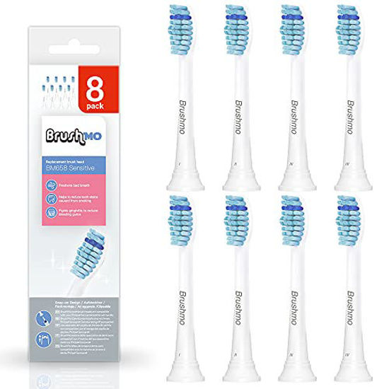 Picture of Brushmo Sensitive Replacement Toothbrush Heads Compatible with Sonicare HX6053, 8 Pack