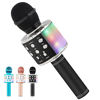 Picture of Karaoke Microphone for Kids Singing,5 in 1 Wireless Bluetooth Microphone with LED Lights Karaoke Machine Portable Mic Speaker Player Recorder for Home Party Birthday Black