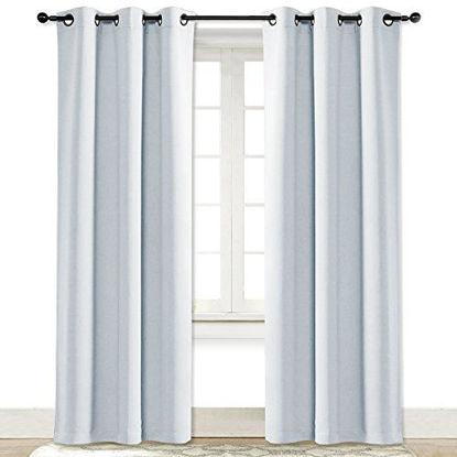 Picture of NICETOWN Cloud Grey Window Curtain and Drape Easy Care Solid Thermal Insulated Grommet Room Darkening Drapery for Kid's Room (1 Panel, 42 by 84)