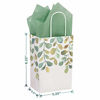 Picture of Spring Greenery Watercolor Green Leaf Paper Gift Bags and Party Favor Bags, 5.25"x3.5"x8.25" (12 Pack)