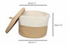 Picture of S Size Camel Cotton Rope Basket with Lid Mini Woven Basket Cute Toy Storage Basket Towel Storage Little Organizer Woven Basket Living Room Basket for Pet Toys, (White &Camel Mix)