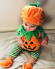 Picture of Toddler Baby Boy Girl Halloween Outfit Pumpkin Bodysuit Halloween Costumes Romper Tops Hat Footies (A-Orange, 6-12 Months)