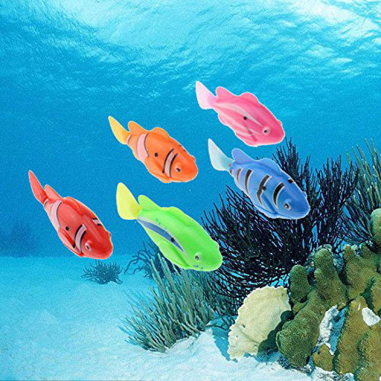 5 Pack Tipmant Electronic Fish Animal Goldfish Swim in Water Tank, Bathtub,  Swimming Pool Bath Toys Kids