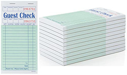 Picture of Server Note Pads - Guest Check Book - Waitress Notepad, Double Sided, Pack of 10 Pads of 50 Sheets