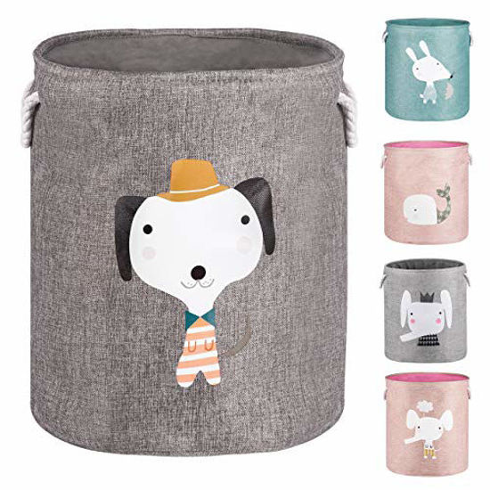 Picture of AXHOP 22" Upgrade Large Collapsible Laundry Basket with Lid, Toy Storage Baskets Bin for Kids, Dog, Toys, Blanket, Clothes, Cute Animal Laundry HamperGrey Dog