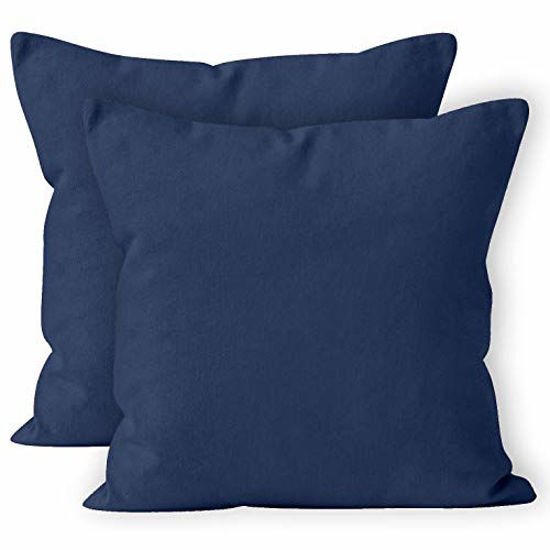 Picture of Encasa Homes Throw Pillow Cover 2pc Set - Scotch Blue - 22 x 22 inch Solid Dyed Cotton Canvas Square Accent Decorative Cushion Case for Couch Sofa Chair Bed & Home