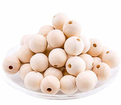 Picture of Promise Babe Wooden Teether 100pcs 18mm Round Beads for Teething Toy BPA Free Unfinished Natural Wood DIY Crafts