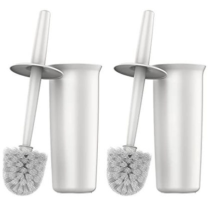 Picture of MR.SIGA Toilet Bowl Brush and Holder for Bathroom, White, 2 Pack