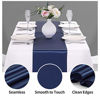 Picture of Hahuho 10-Pack Satin Table Runner Navy 12 x 108 inches Long, Table Runners for Wedding, Birthday Parties, Banquets Decorations10 Pack, 12x108 Inch, Navy