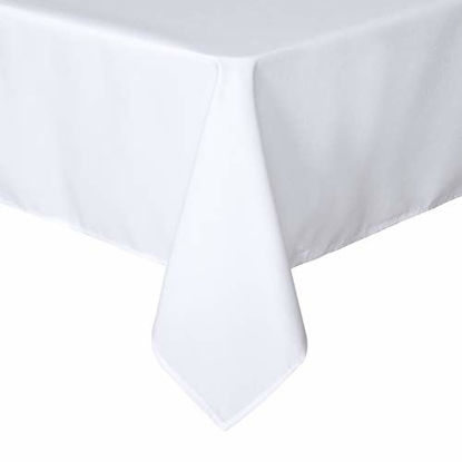 Picture of sancua Rectangle Tablecloth - 60 x 120 Inch - Stain and Wrinkle Resistant Washable Polyester Table Cloth, Decorative Fabric Table Cover for Dining Table, Buffet Parties and Camping, White