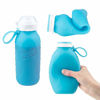 Picture of Blue 16 oz Squeasy Snacker Spill Proof Silicone Reusable Food Pouch - for Both Soft Foods and Liquids - Water, Apple Sauce, Yogurt, Smoothies, Baby Food - Dishwasher Safe