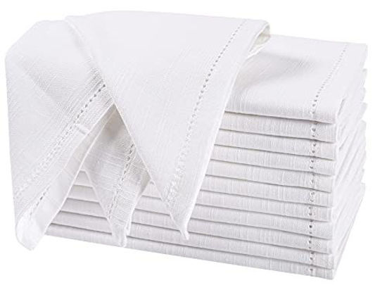 Picture of Everyday Cloth Napkin in 100% Cotton 17x17 White,Wedding Napkins, Cocktails Napkins, Fabric Napkins, Cotton Napkins Mitered Corners & Generous Hem, Machine Washable Dinner Napkins, Set Of 12