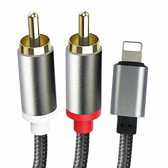 DUOYUTING Lighting to 2 Male RCA Audio Cable, RCA to iOS Stereo