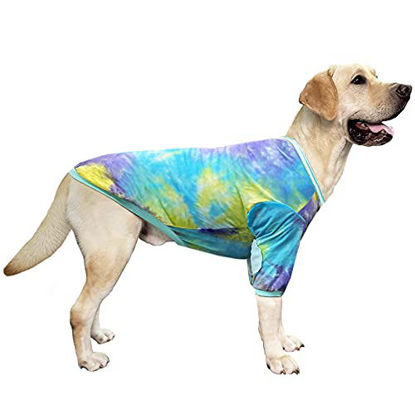 Picture of PriPre Tie Dye Dog Clothes for Large Dogs Small Medium Breathable Cotton Dog Shirt Dog Pajamas Big Dogs Boy Girl 3XL