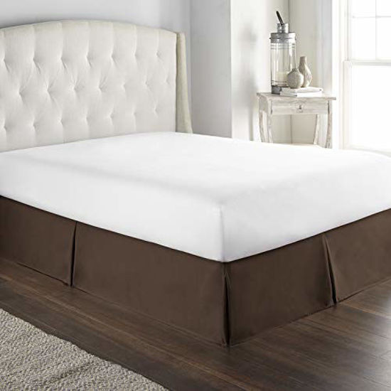 Picture of HC Collection Brown Full Bed Skirt - Dust Ruffle w/ 14 Inch Drop - Tailored, Wrinkle & Fade Resistant