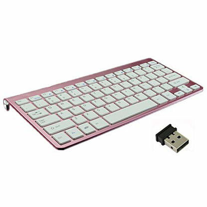 Picture of Wireless Keyboard 2.4GHz Portable Mini Small Keyboard Slim Compact External Computer Keyboard for Windows Mac Laptop Notebook PC Desktop Smart TV (Rose Gold)