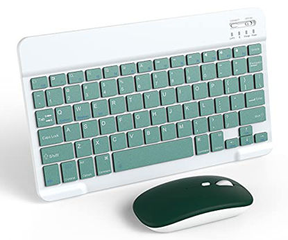 Picture of Protable Wireless Bluetooth Keyboard and Mouse Combo Rechargeable External Cordless Keyboard for Android Windows Tablet Cell Phone Surface iPad iPhone MacBook Air Pro iMac Mac Laptop (Green)