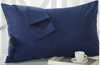 Picture of Travel Pillow Case 12x16 Set of 2 Navy Blue Solid Envelope Style 500 Thread Count Toddler Pillowcase 100% Egyptian Cotton Travel Pillow Cover