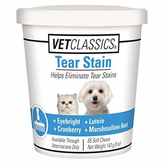 Picture of Vet Classics Tear Stain for Dogs & Cats, Helps Eliminate Tear Stains from Eyes & Prevents New Stains with Cranberry, Lutein, Eyebright, Oregon Grape Root, 65 Soft Chews