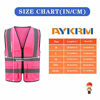 Picture of 7 Pockets Hi Viz Zipper Front Working Safety Vest with Reflective Strips, Multiple Colors Available, Pink