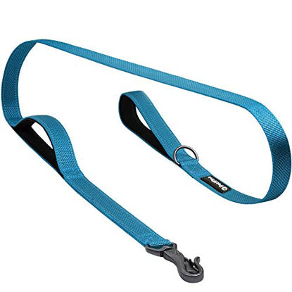 Picture of PetiFine 6FT Heavy Duty Dog Leash with Soft Padded Double Handle, Durable Strong Clasp Dog Leashes, Reflective Nylon Walking Lead for Large,Medium,Small Breed Dogs, Blue