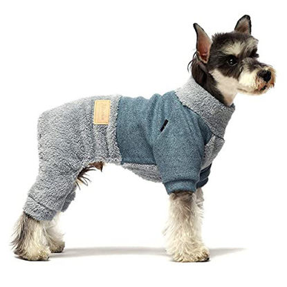 Picture of Fitwarm Turtleneck Knitted Dog Clothes Winter Outfits Pet Jumpsuits Cat Sweaters Blue XS