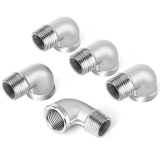 Picture of Taisher 5PCS 304 Stainless Steel 90 Degree elbow,3/4 Inch NPT Male Pipe to 3/4 Inch NPT Female 304 Stainless Pipe Fitting