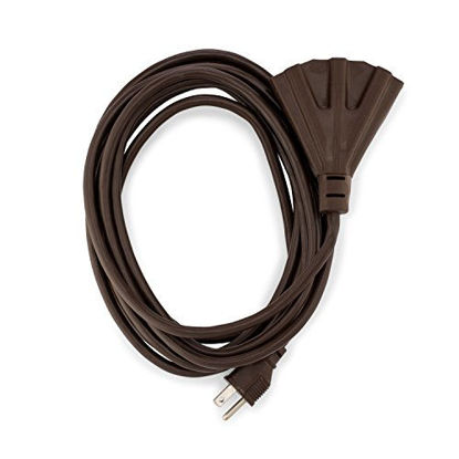 Picture of Holiday Lighting Outlet 15-Foot Brown Outdoor Extension Cord | Heavy-Duty Extension Cord for Appliances, Lawn Tools, & More | Triple-Tap Outlet Perfect for Landscape Projects