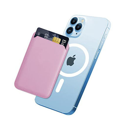 Picture of Magnetic Card Wallet Holder with MagSafe for iPhone 13 Pro Max/13 Pro/13/13 Mini, for iPhone 12/12 Pro/12 Max/12 Mini,Pink