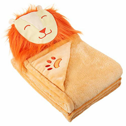 Picture of Amazon Basics Kids Laughing Lions Ultra-Soft Hooded Wearable Blanket - Orange Lion