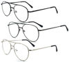 Picture of EYE ZOOM 3 Pack Aviator Style Metal Frame Reading Glasses with Spring Hinge (Black, Gunmetal and Silver, +1.25 Strength)