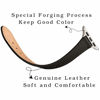 Picture of STIROLL Slim Leather Bands Compatible with Apple Watch Band 38mm 40mm 42mm 44mm, Top Grain Leather Watch Thin Wristband for iWatch SE Series 6/5/4/3/2/1 (Black with Silver, 42mm/44mm)