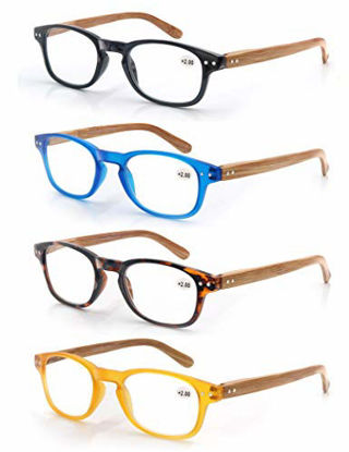 Picture of MODFANS Reading Glasses 2.25 Fashion Wood-Look Readers Spring Hinges Stylish Men Women