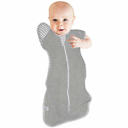 Picture of ILuck Swaddle with Arms Up Design, Gray, Baby Swaddle Transition to Arms Free Bag, Snug fit Calms Startle Reflex(Grey, Large(6-9 Month))