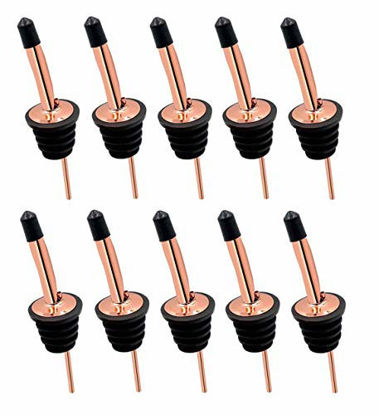 Picture of 24 Pack Liquor Pour Spouts Set - Stainless Steel bottle spout and Liquor Pourers Dust Caps Covers Rose Gold