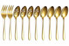 Picture of Gold 10-Piece Serving Flatware Silverware Set,Stainless Steel Serving Utensil Set,Include Slotted Serving Spoon, Serving Spoon, Serving Fork